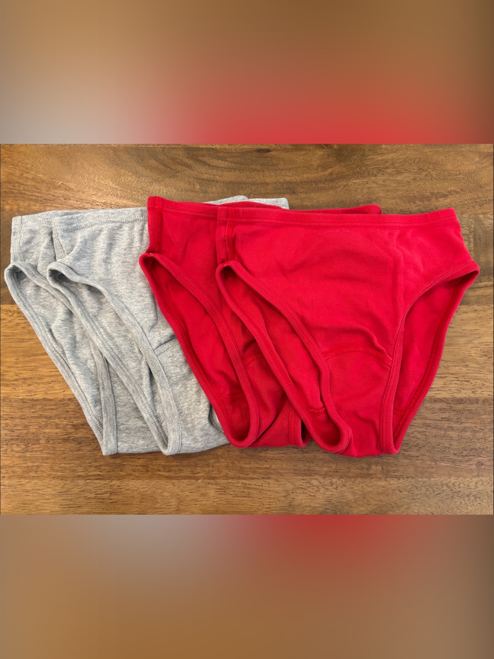 FREE ADD ON: Hanna Anderson Organic Cotton Kids Cotton Briefs - 2 Gray & 2 Red